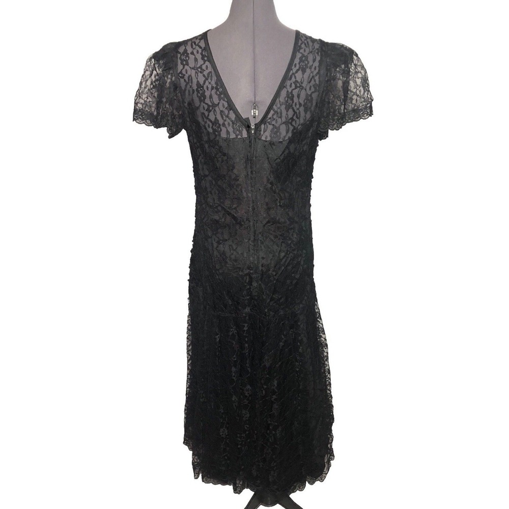 Vtg 90s Goth Lace Sequin Dress Black Whimsygoth Witchy 39-33-39 DAMAGED/STAIND L - Picture 7 of 15
